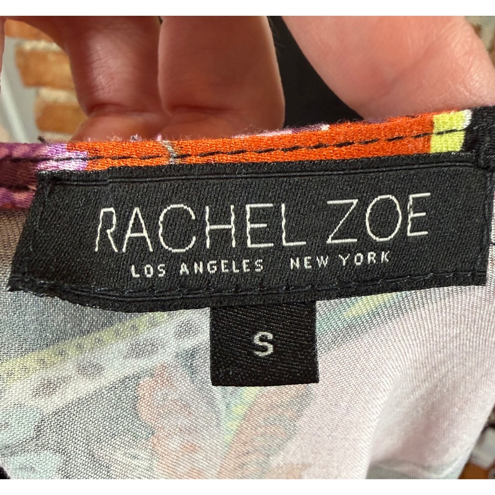 Rachel Zoe Pink Orange Paisley Medallion Button Back Sleeveless Rayon Top Small - Picture 2 of 9